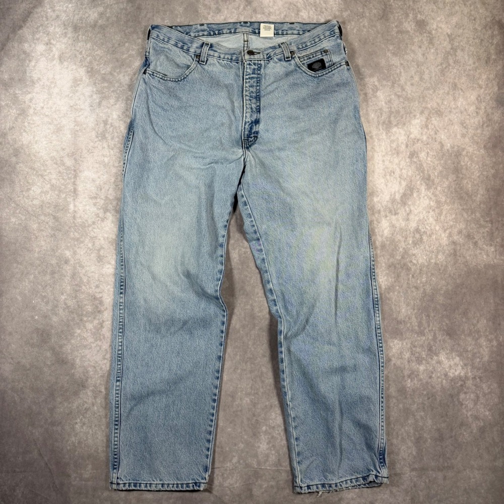 Vintage Harley Davidson Mens Relaxed Fit Light Wash Jeans Made in USA 36x30 Y2K